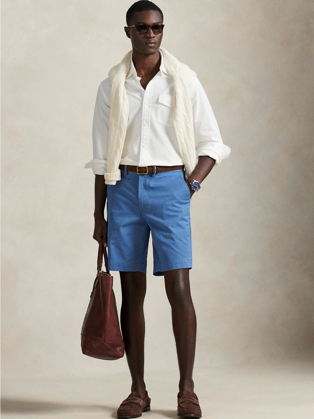 Polo Ralph Lauren Mens Blue Performance Stretch Classic‎ Fit Chino Shorts 32